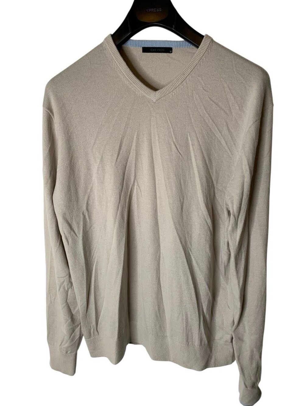 Greyson v neck sweater sand men's size medium